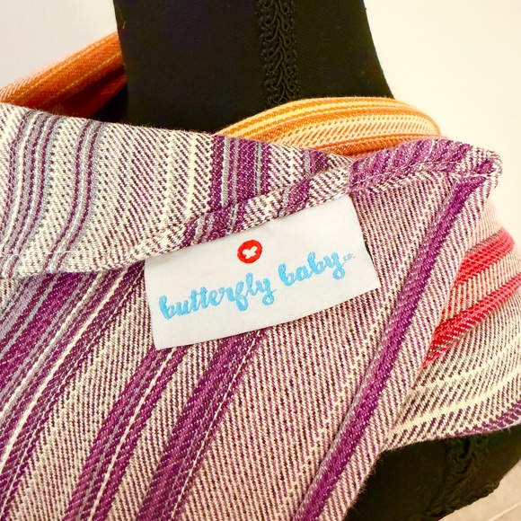 Butterfly Baby Woven Wrap Carrier | Rainbow Stripe | Made in USA - Picture 6 of 9